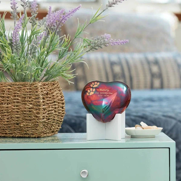 Arielle Raku Heart, Pet, Heart Keepsake, up to 3 cubic inches