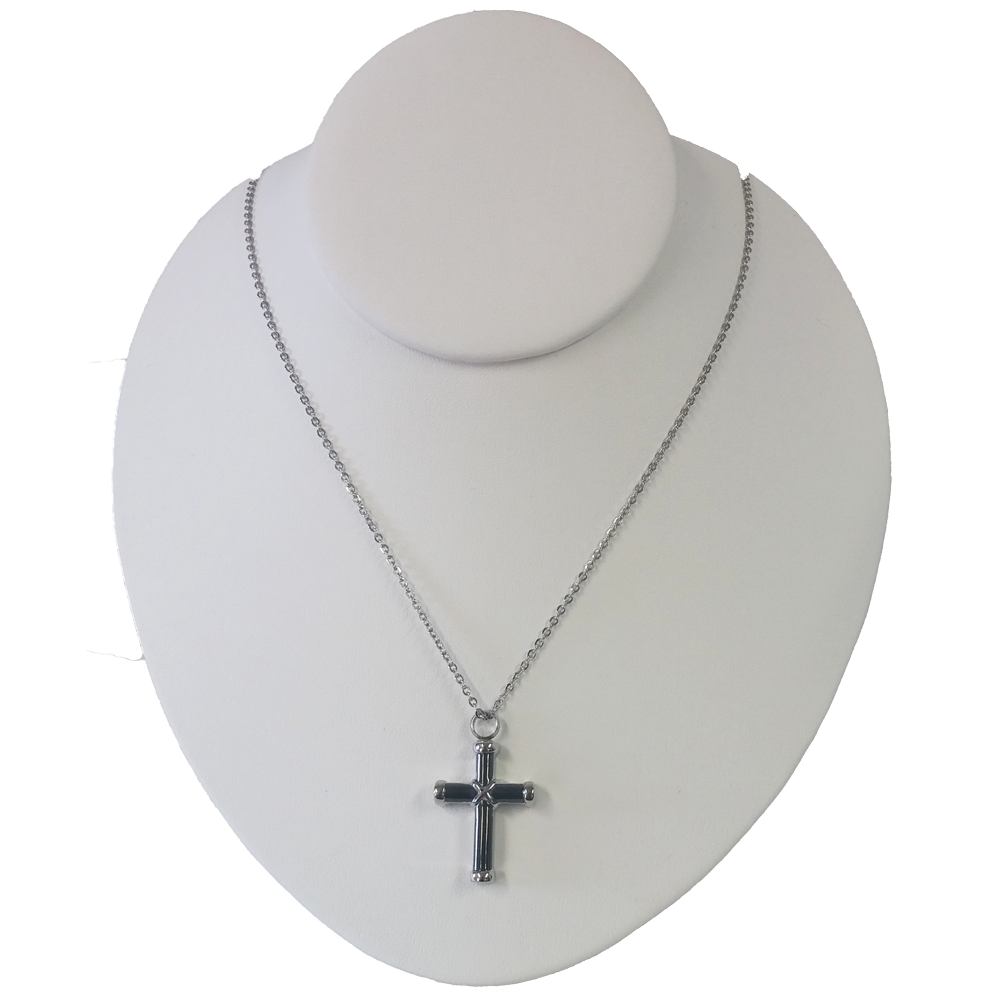 Black and Silver Cross Cremation Pendant