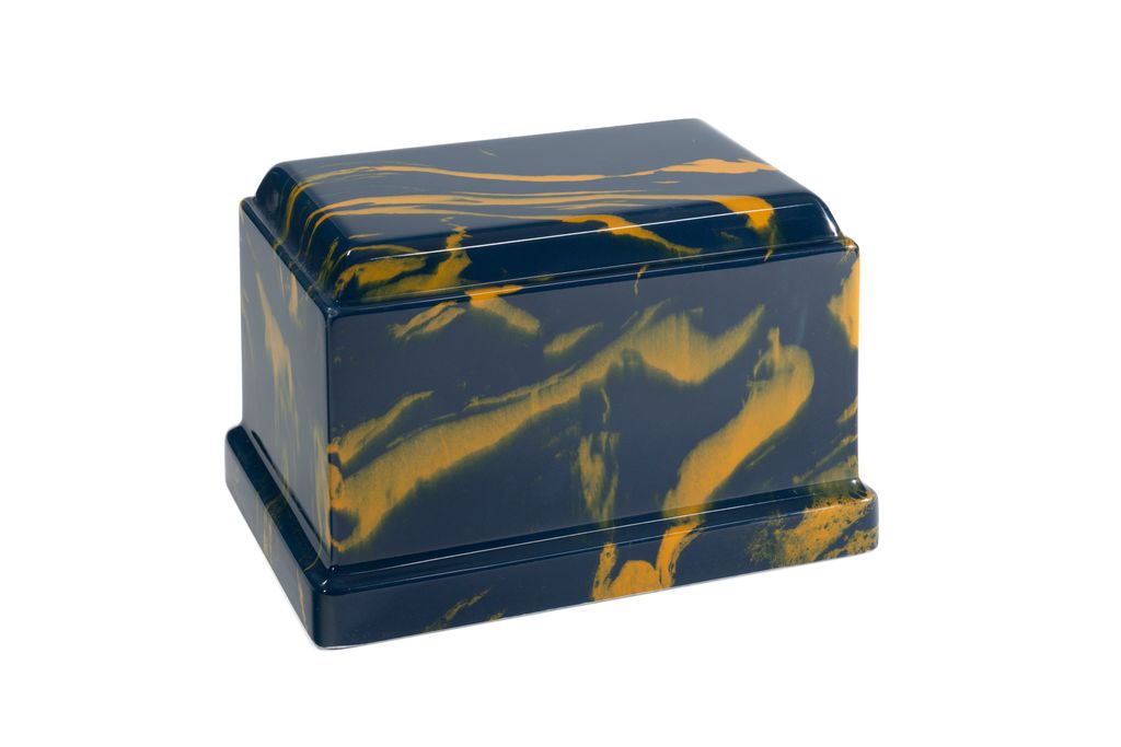 Blue & Gold, Cultured Marble Cremation Urn, Memory Lane Urns