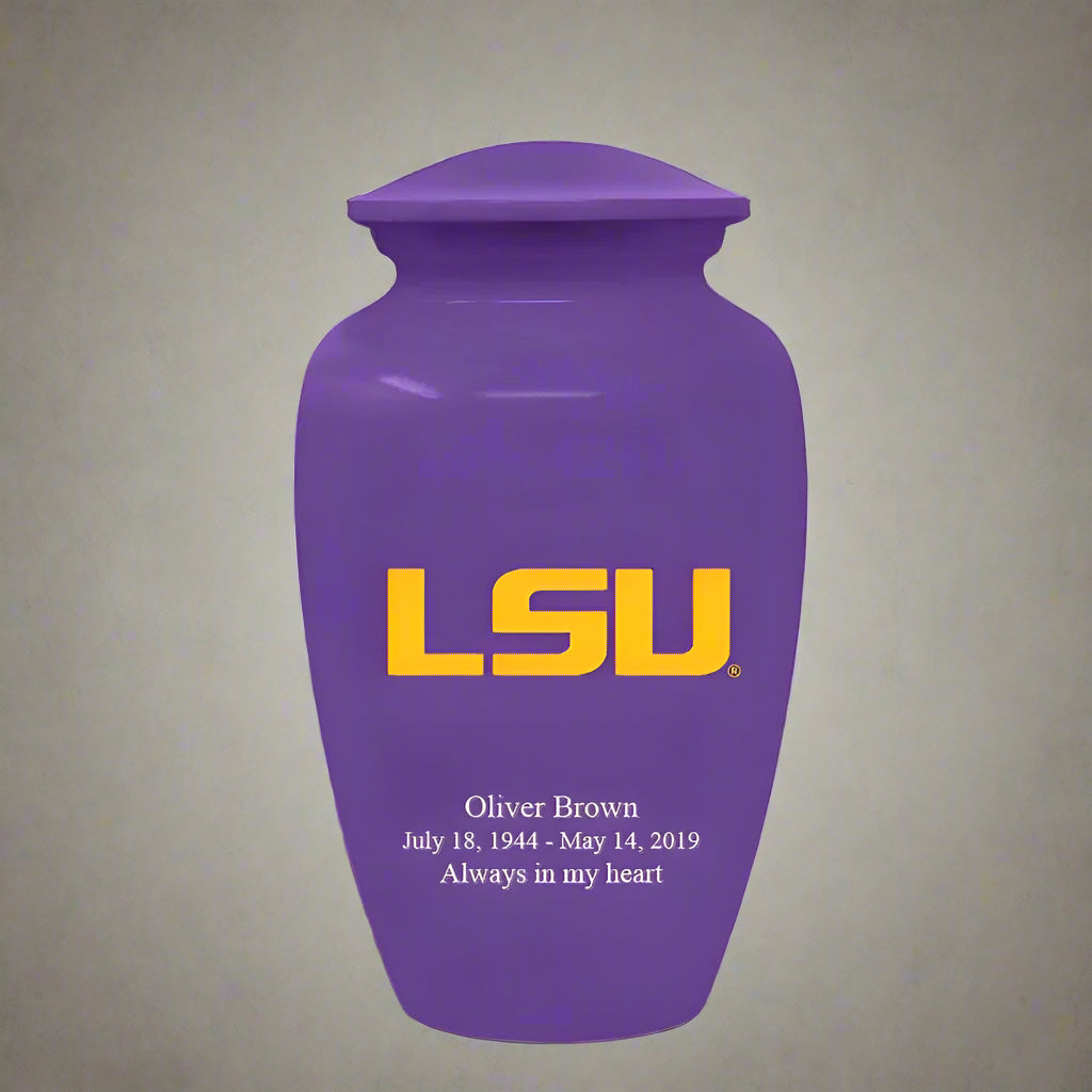 LSU Cremation Urn, Louisiana State University, Adult ash urn, Engraving optional