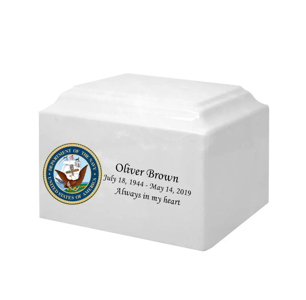 Navy, Cultured Marble, Military urn