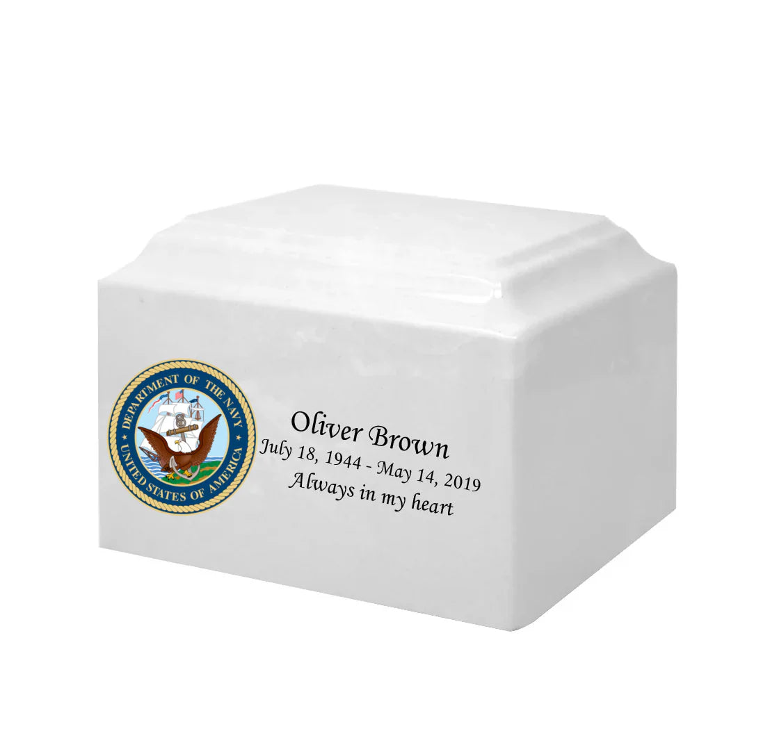 Navy, Cultured Marble, Military urn