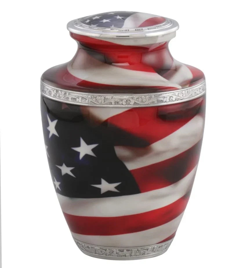 American Flag Cremation Urn, Patriotic Memorial Ash Urn, Memorial Lane Urns