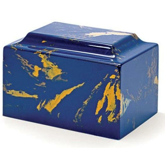 Blue & Gold, Cultured Marble Cremation Urn, Memory Lane Urns