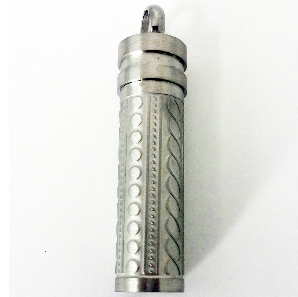 Fancy Cylinder, Stainless Steel, Cremation Pendant