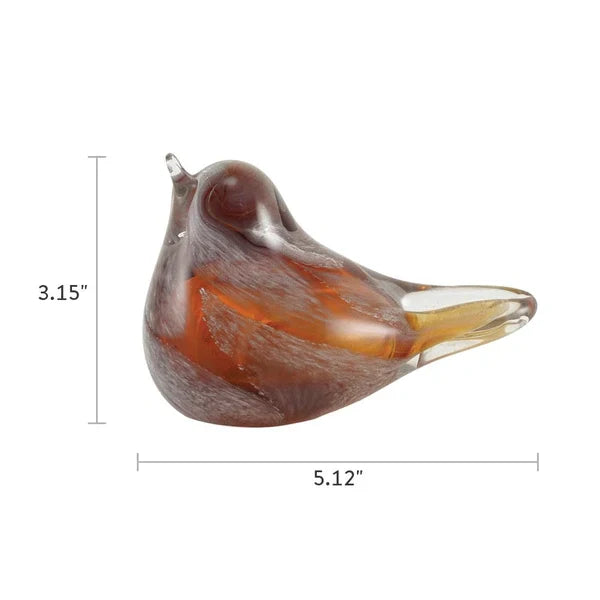 Blown Glass Songbird, Amber, Lyrical Songbird, Ash Cremation Keepsakes