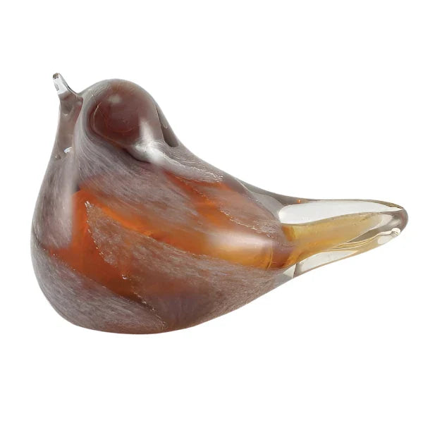 Blown Glass Songbird, Amber, Lyrical Songbird, Ash Cremation Keepsakes