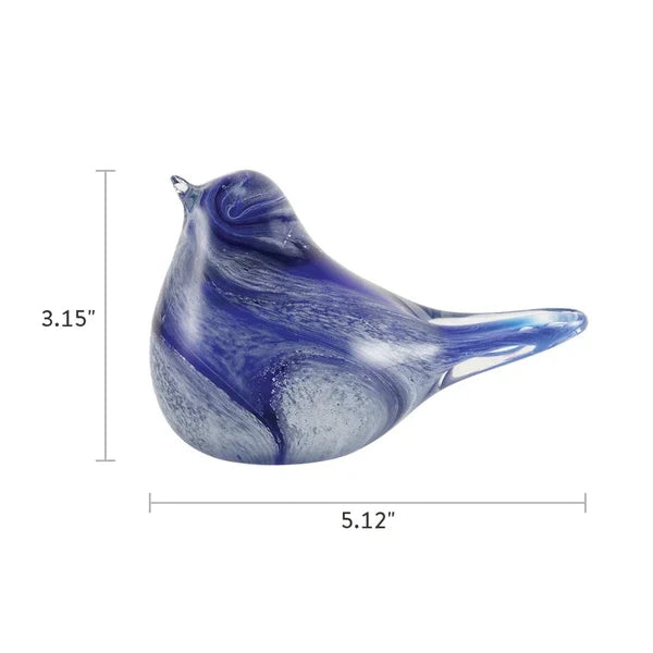 Blown Glass, Blue, Lyrical Songbird Ash Cremation Keepsakes